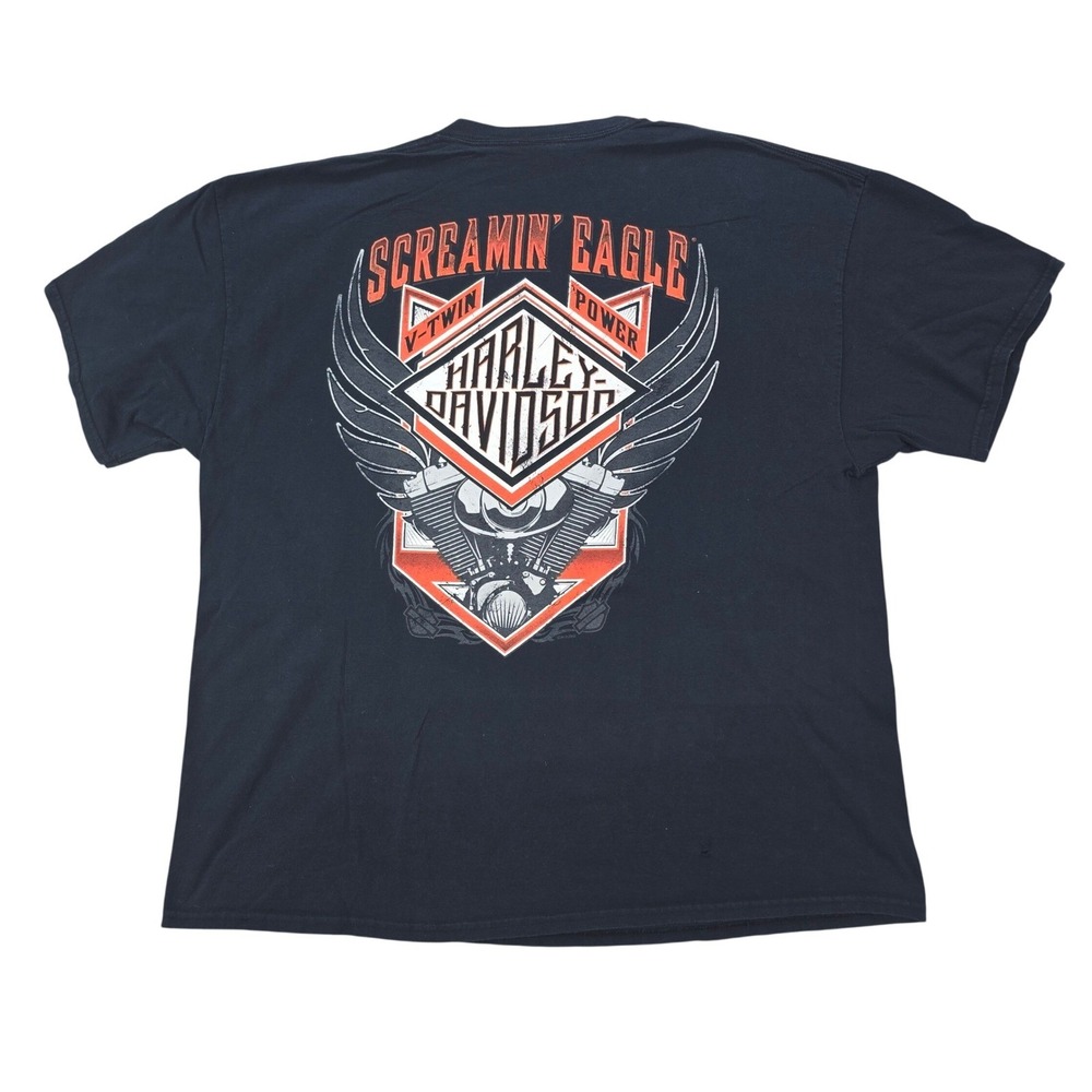 Harley Davidson Screamin Eagle T Shirt Mens 2XL Black V-Twin Power Graphic 2015